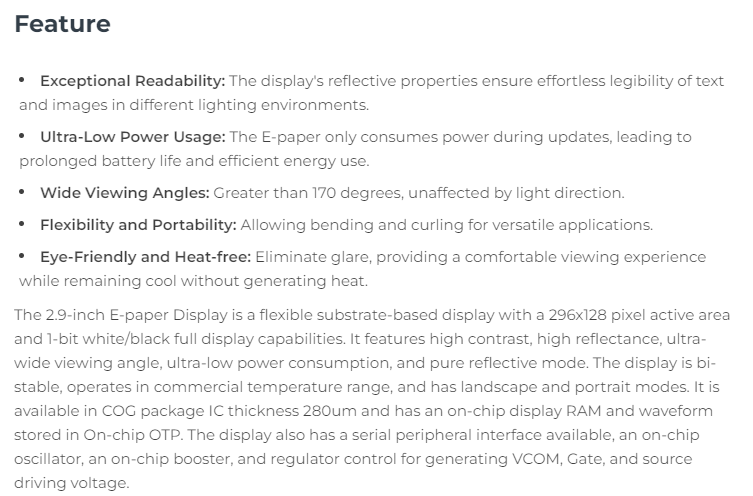 Display Epaper 2.9 - 104990852 2.9